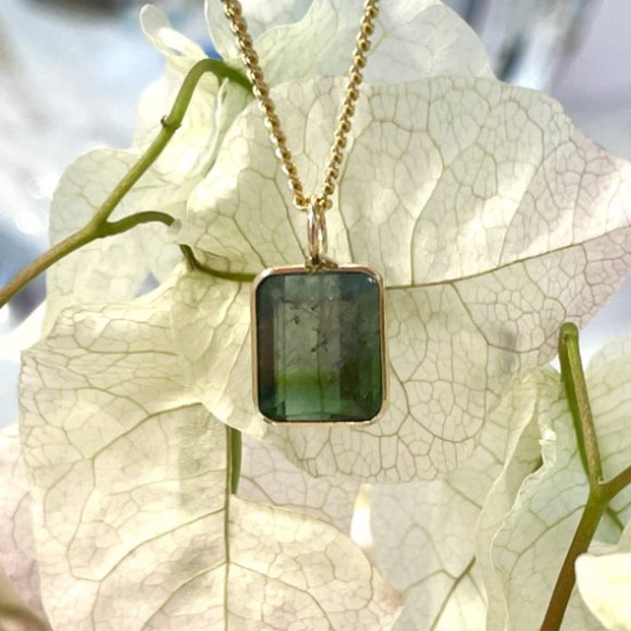 Solid 14K Yellow Gold Bicolor Tourmaline - Picture 1 of 5